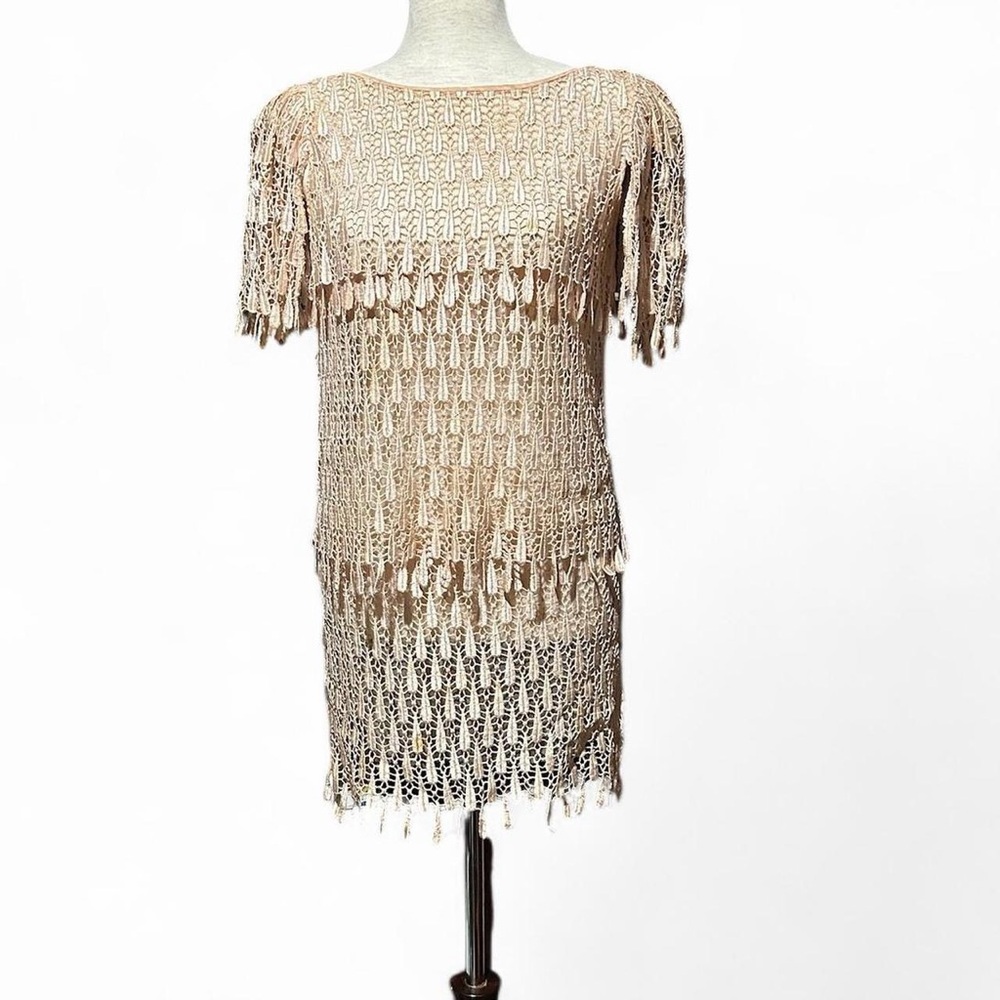Vintage beige lace Crochet style dress